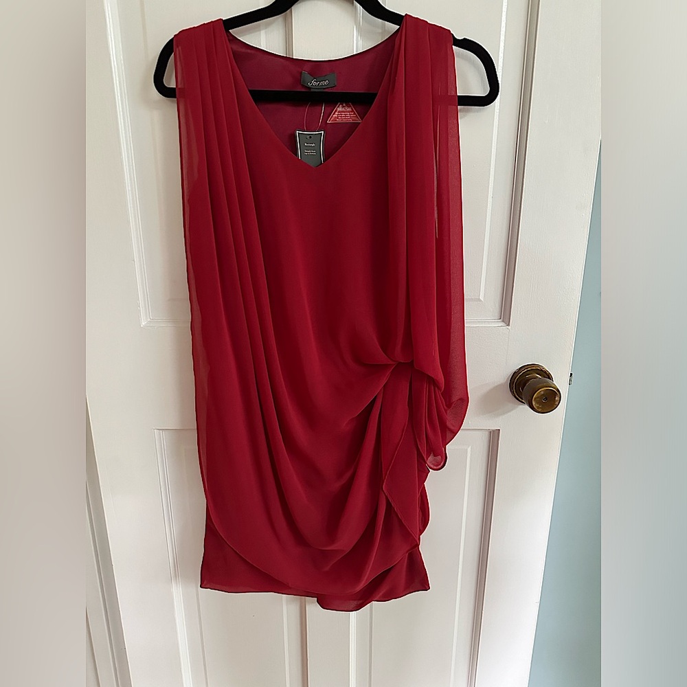 For Me brand dark red chiffon material drape mini dress Medium